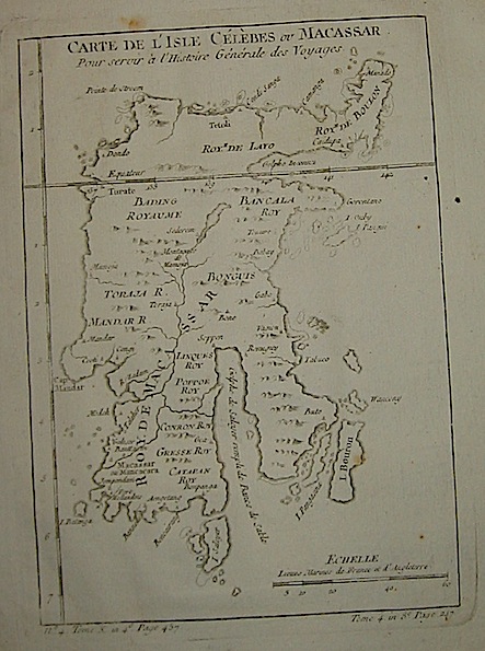 Bellin Jacques-Nicolas (1703-1772) Carte de l'Isle Célèbes ou Macassar... 1750 ca. Parigi